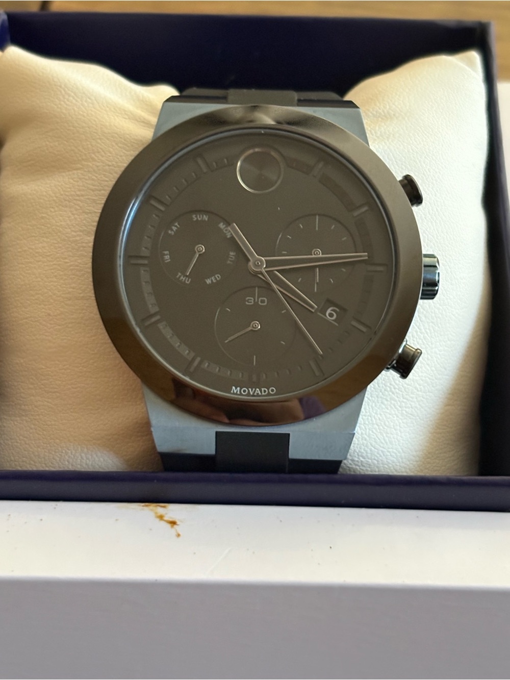 Movado BOLD Fusion 44.5mm Ice Blue Stainless Steel Case with Black Silicone